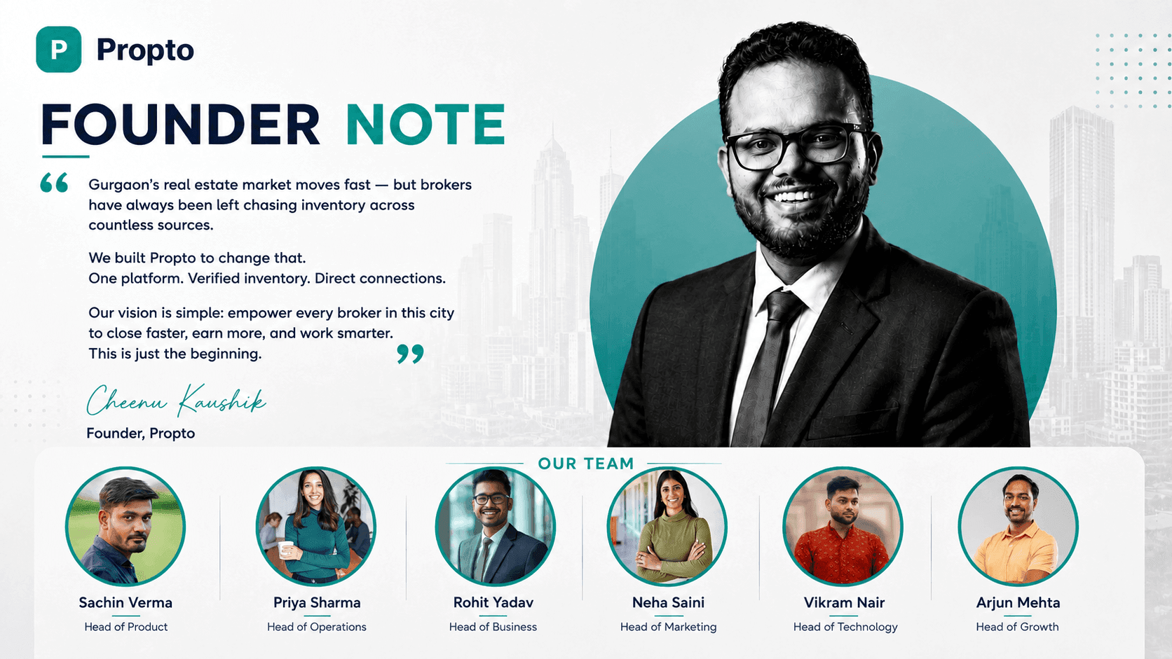 Founder note by Siddarth Kaushik (Founder, Propto) and the Propto team